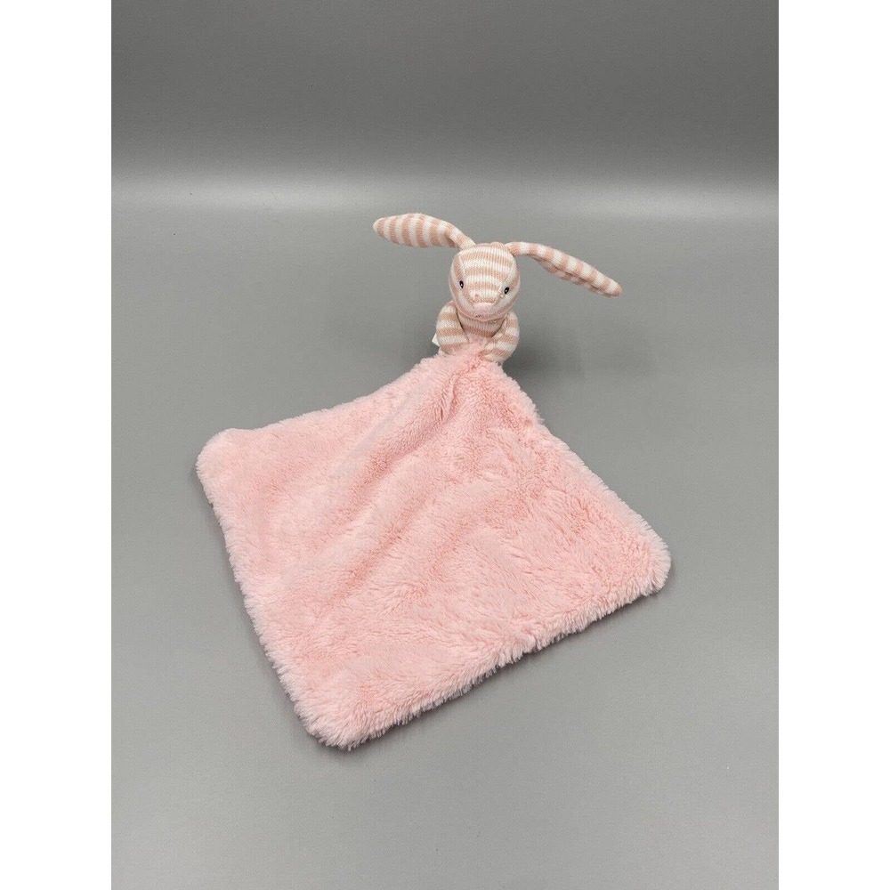 Kellytoy Pink Striped Bunny Rabbit Plush Lovey Rattle Pink Baby Security Blanket